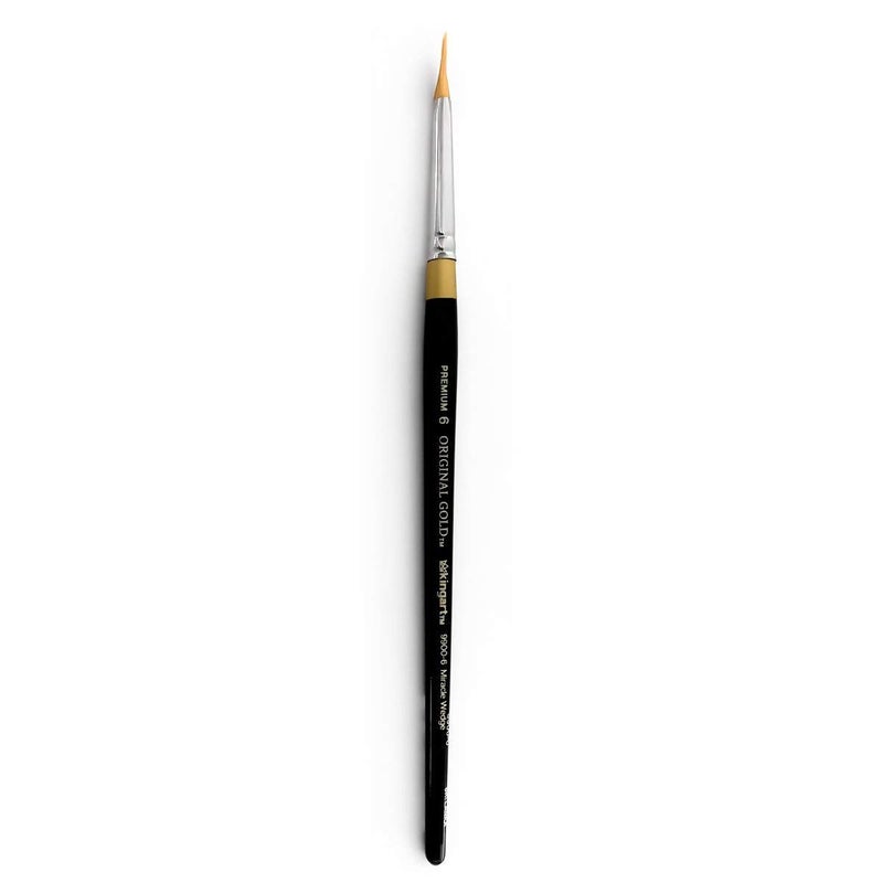 KINGART Premium Original Gold 9900-6 Miracle Wedge TRI Brush Series Artist Brush, Golden Taklon Synthetic Hair, Short Handle, for Acrylic, Watercolor, Oil and Gouache Painting, Size 6